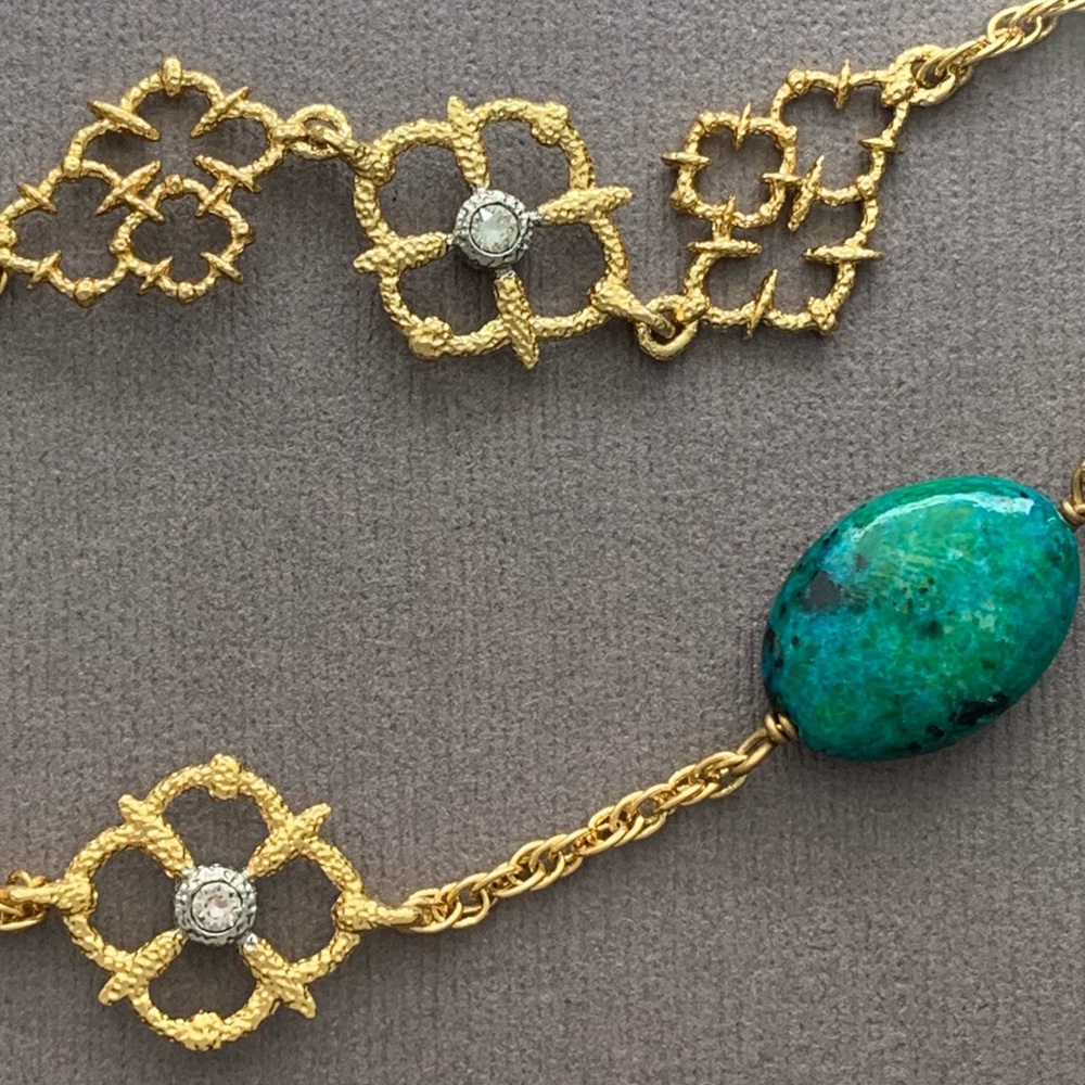 ALEXIS BITTAR • NEW Chrysocolla Pyrite Emerald Gold Jardin de Papillon Necklace